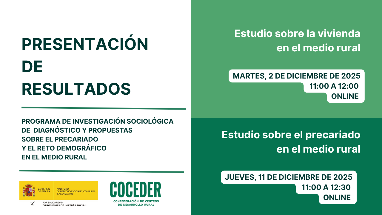 COCEDER abre inscripciones para dos jornadas online sobre vivienda y precariado en el medio rural
