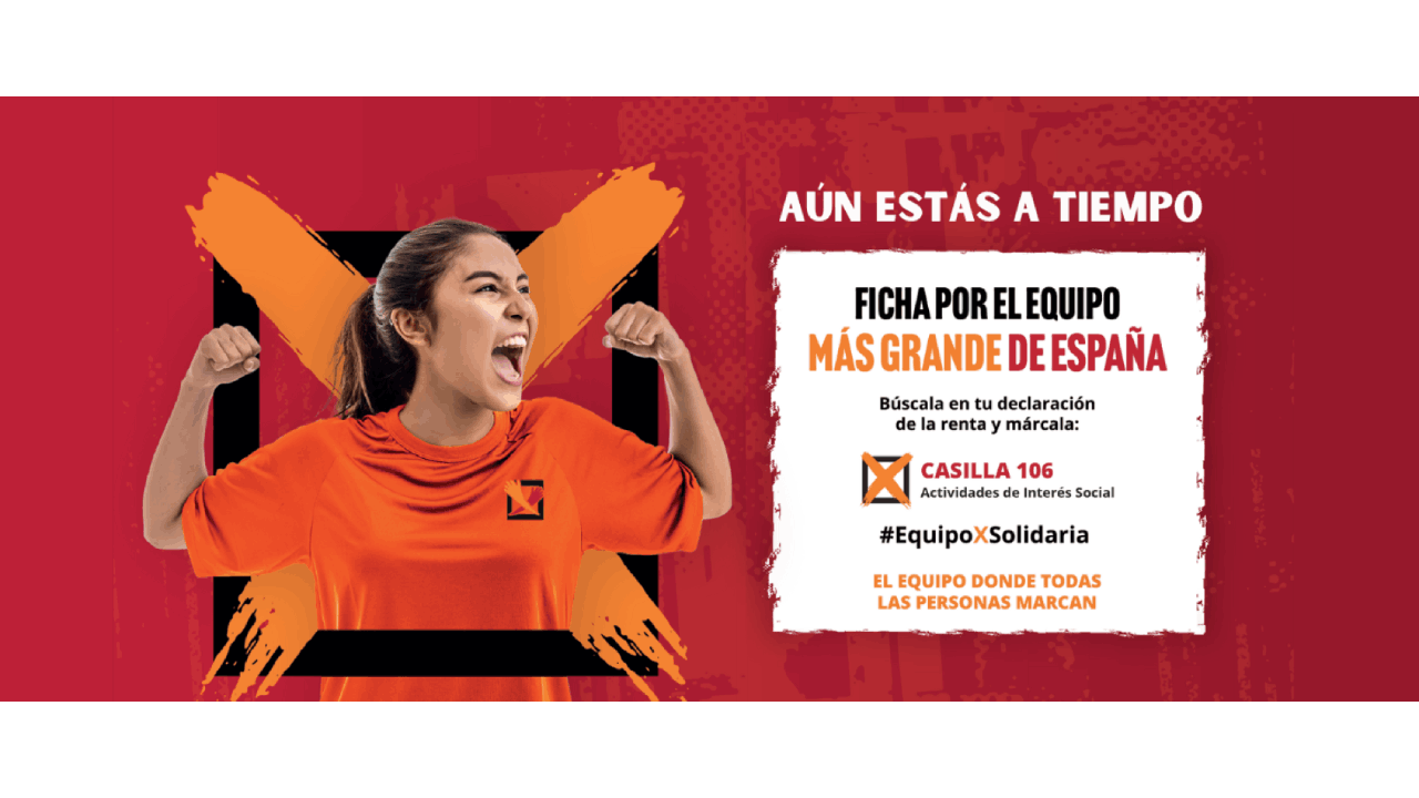 Una mujer gritando con una X y el texto Aún estás a tiempo ficha por el equipo más grande de España 