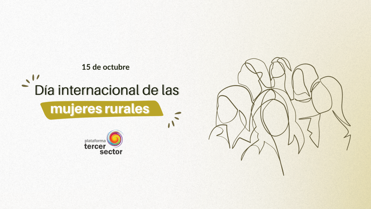 Un dibujo de la silueta de unas mujeres junto al texto Día Internacional de las mujeres rurales