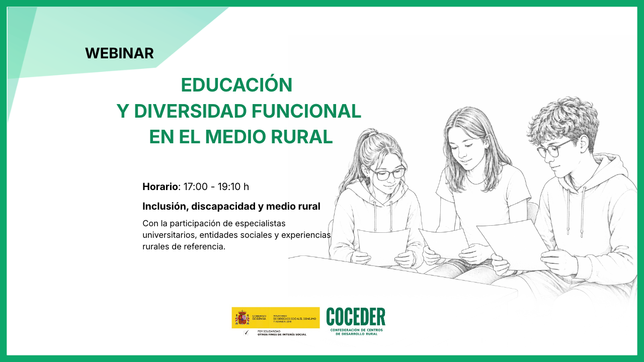 COCEDER convoca un webinar sobre educación y diversidad funcional en el medio rural