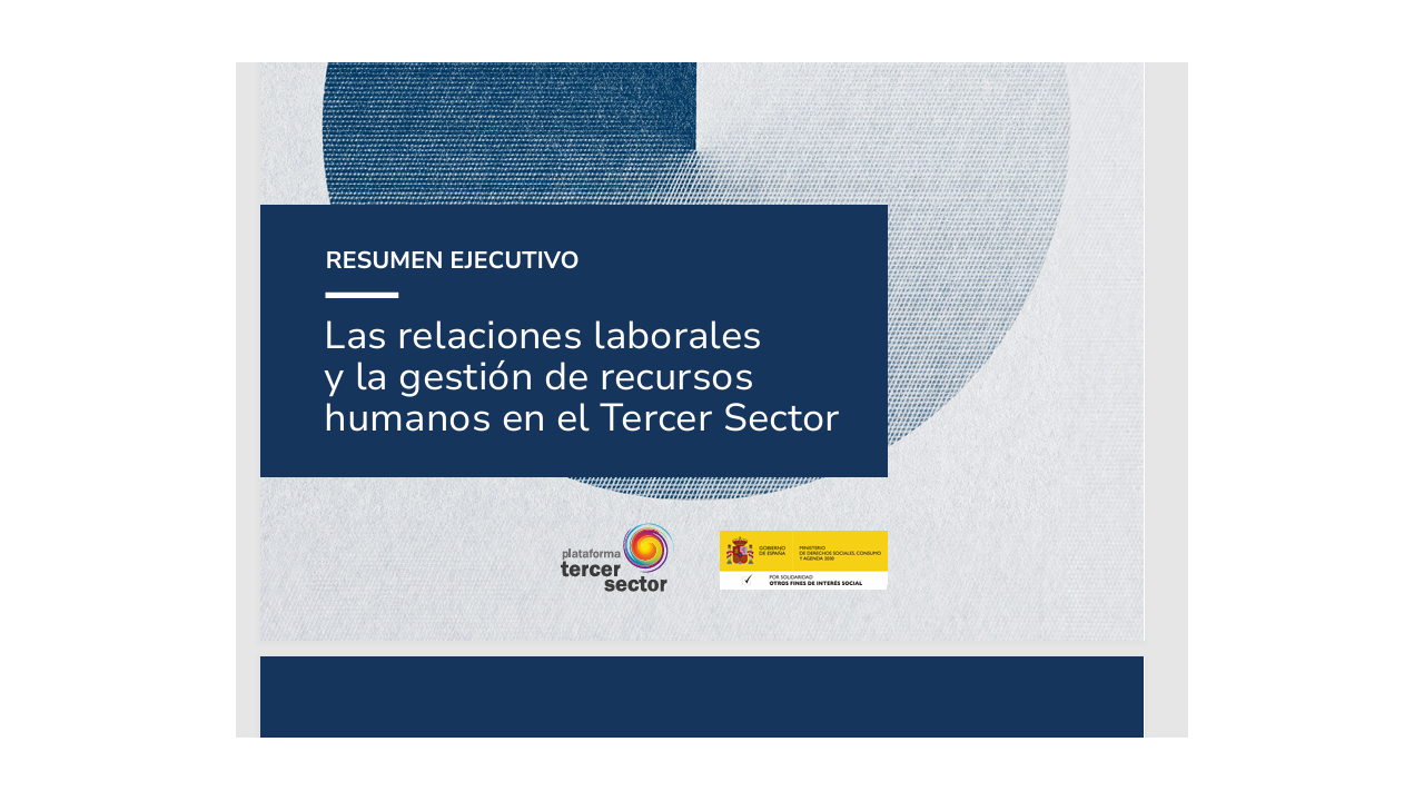 Las relaciones laborales y la gestión de recursos humanos en el Tercer Sector. Resumen ejecutivo