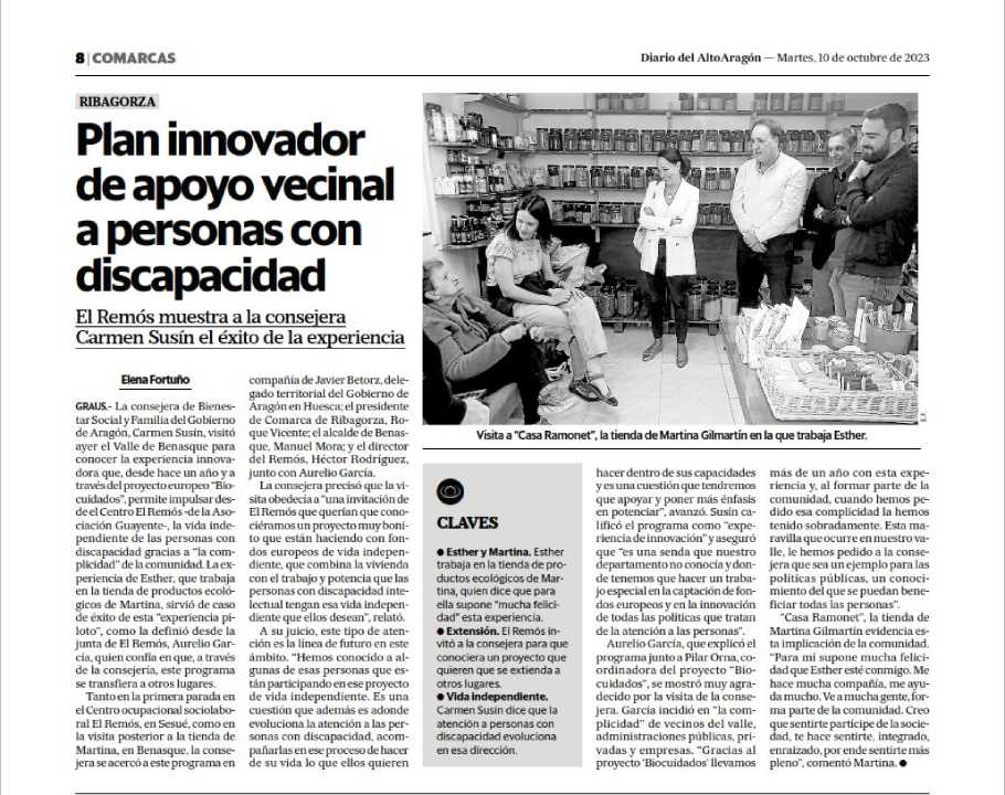 Recorte de periódico Diario de Alto Aragón