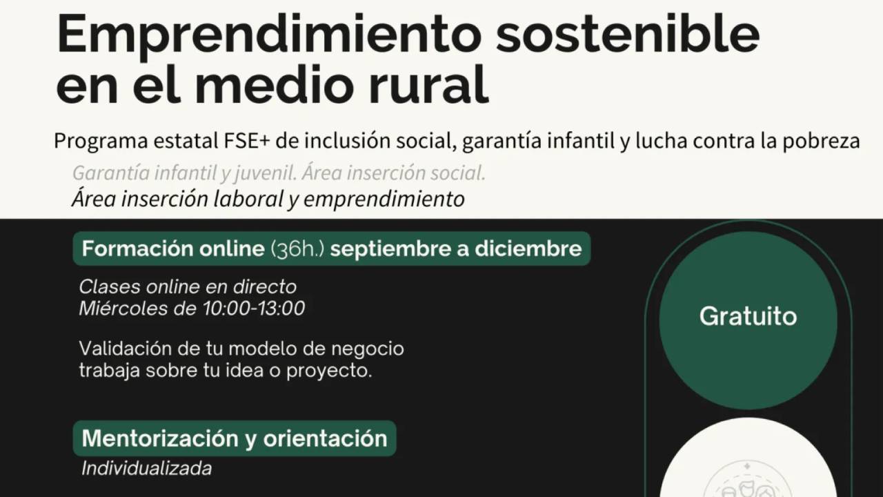 Cartel de emprendimiento sostenible en el medio rural 